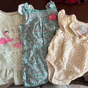 Floral and Flamingo Baby Outfit Set